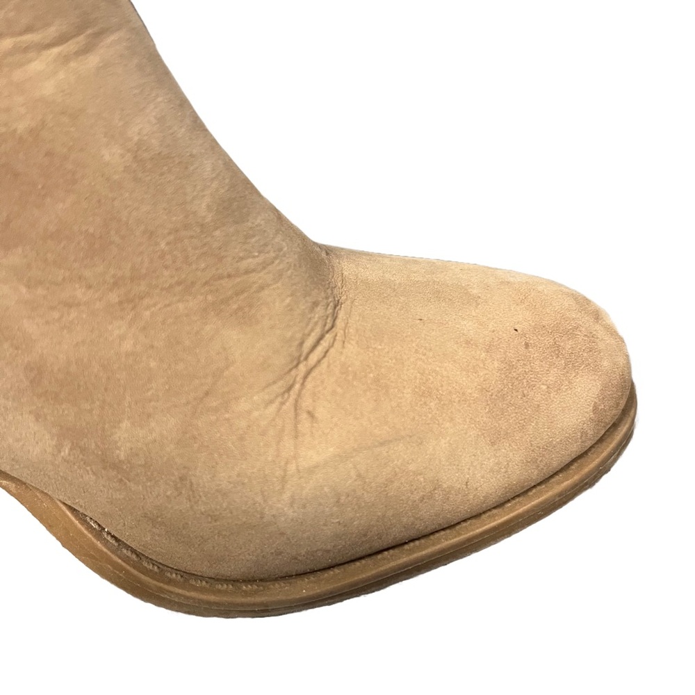 Steve Madden Tan SHEPP Suede Ankle Boots Sz 9.5 V Notch Cut-Out Western - Picture 7 of 10